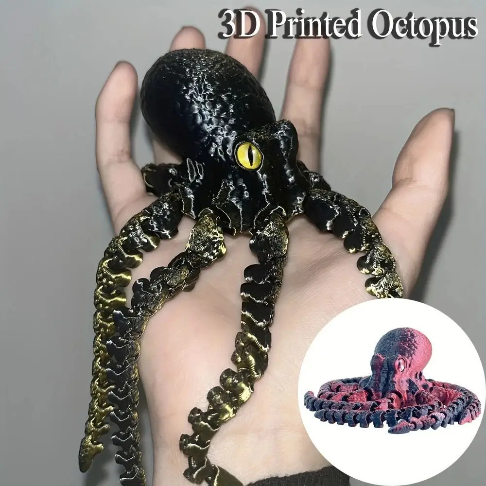 Octopusfish Figurine 3D Printed Octopusfish Jointed Body Eco-Friendly Material Articulated Octopusfish Versatile Decor