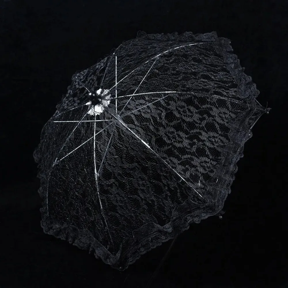 エレガントなレースの女性用レース傘、ロリータ風花柄、結婚式の装飾小道具、繊細なミニブライダル傘（透かし彫り）