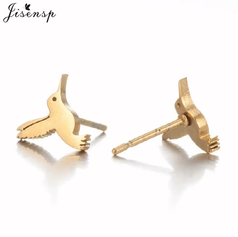 Small Hummingbird Ear Studs Multiple Style Birds Jewelry Cute Swallow Dove Parrot Bat Earrings Animal Stainless Steel Pendientes