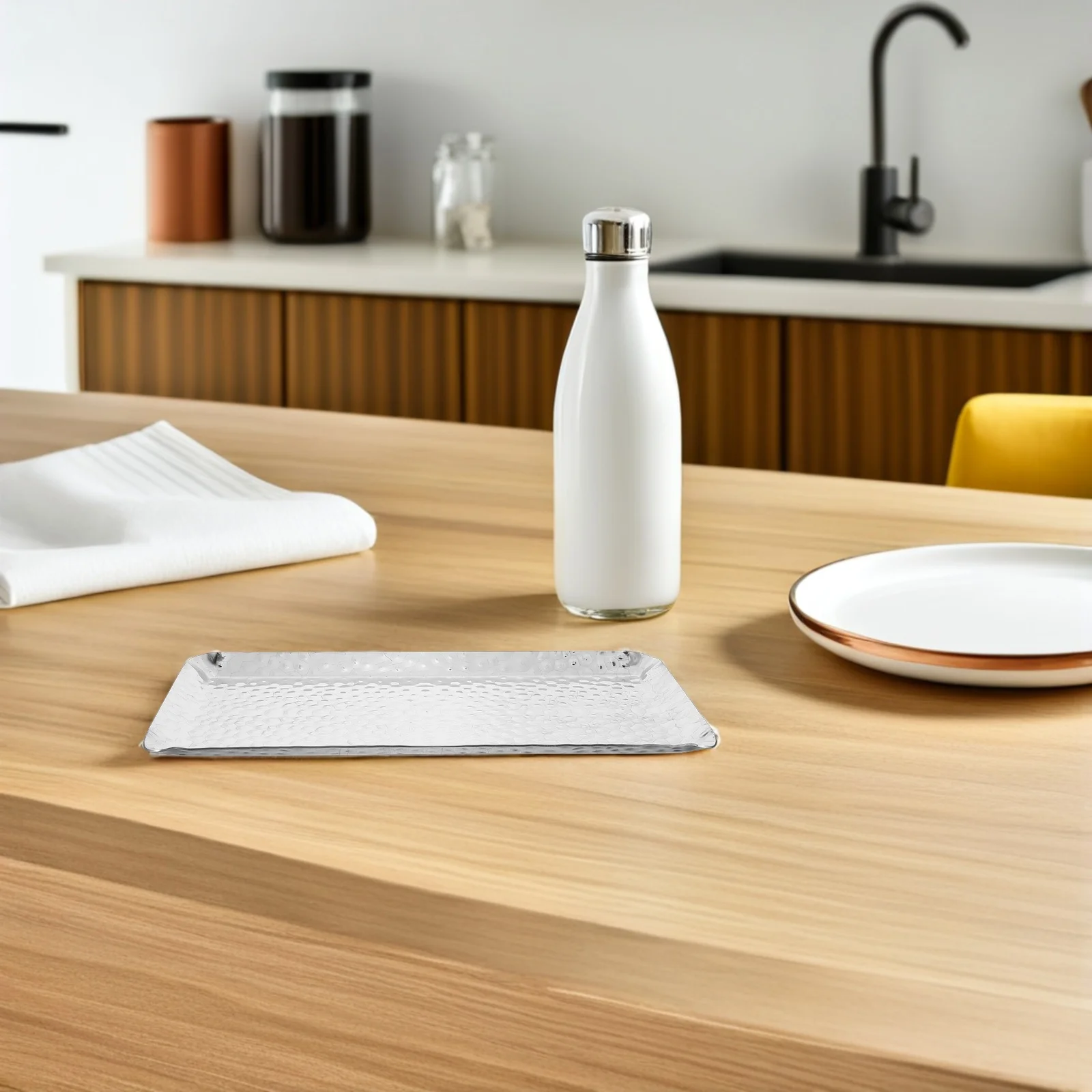 

24.7x10.6x1cm Stainless Steel Rectangular Tray Versatile Easy Clean Modern Aesthetic Serving Platter for Bbq Party