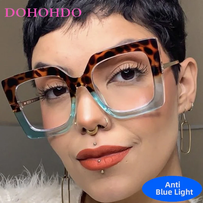 Luxury Brand Designers Big Frame Square Blue Light Blocking Glasses Women Men Optical Spectacle Protection Computer Eyeglasses