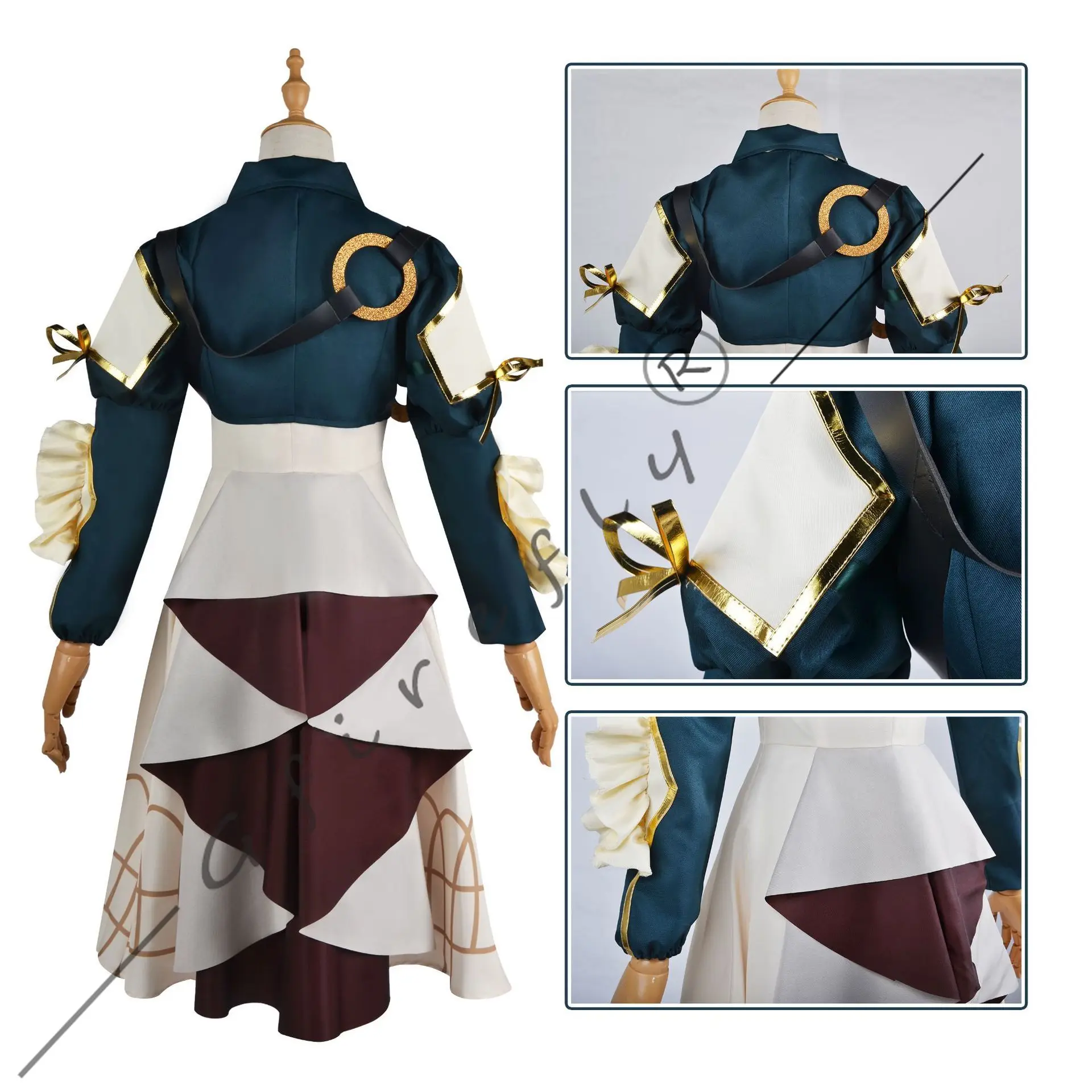 Violet Evergarden Dezelfde elegante kostuumaccessoires Pruik en volledige set festivalprestatiekostuums voor COS Rollenspel