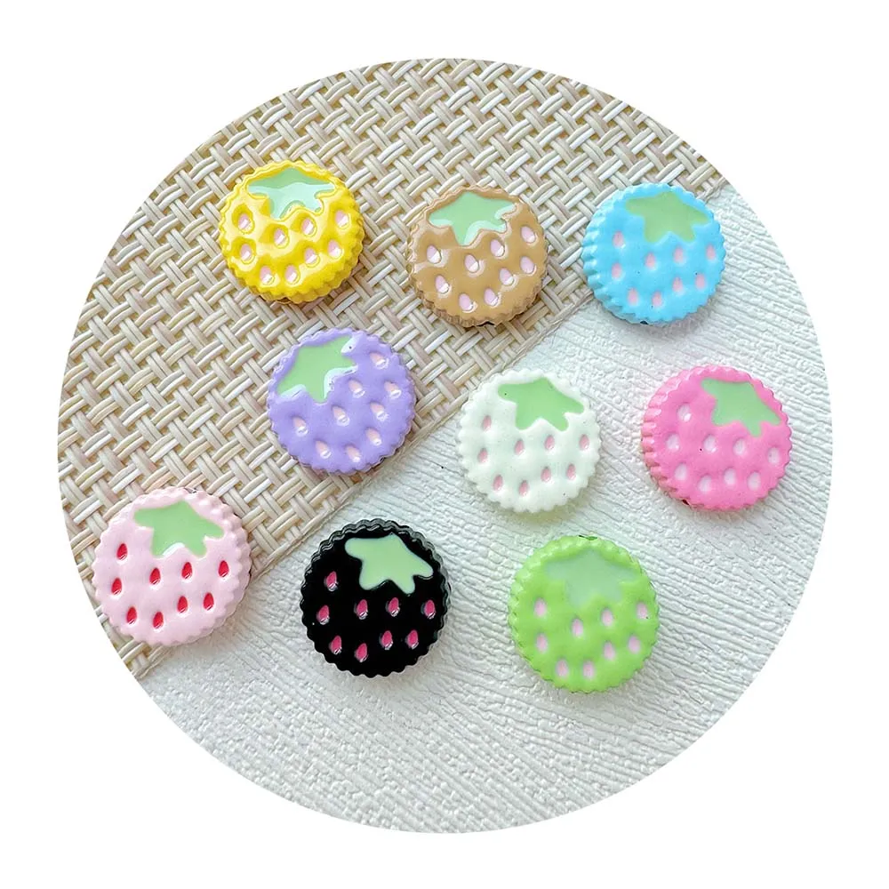 13MM Assorted Candy Color Enamel Strawberry Beads Alloy Fruit Cookies Charms For Jewelry Making Bracelets Necklaces Craft