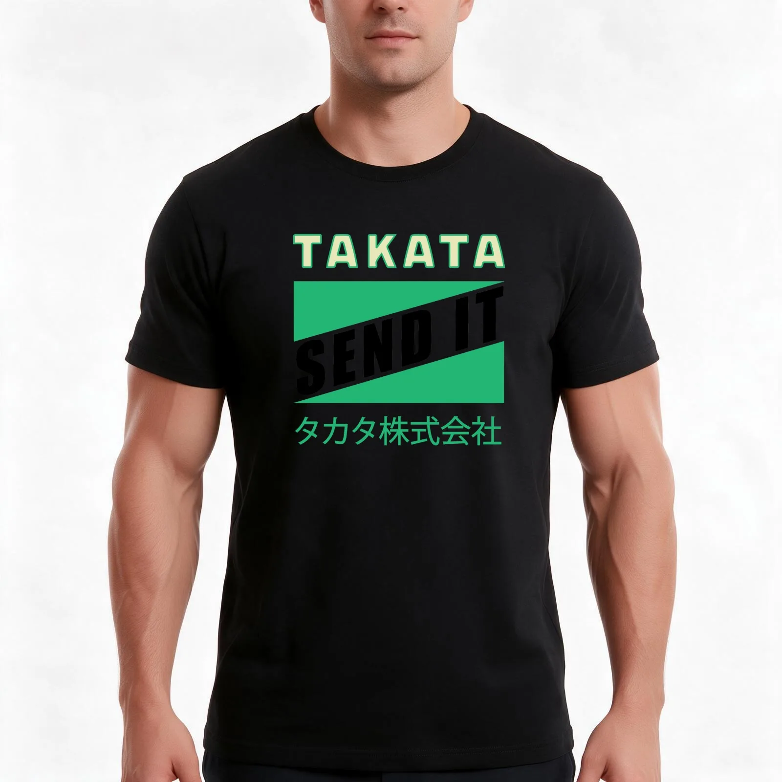 Send It - TAKATA T-Shirt, Summer Casual Cotton Tee, Oversized Streetwear Tops, Vintage Graphic Print, Loose Fit Short Sleeve