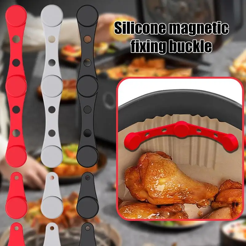 

Air Fryer Magnets Air Fryer Parchment Paper Silicone Magnetic Buckle Quick Release Liner Holder Replacement Parts Prevent Paper