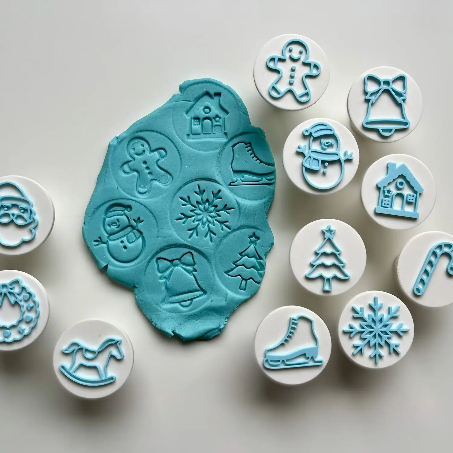 Christmas Multi Shape Clay Cutter & Stamp Set DIY Polymer Clay Pottery Embossing Tool Handmade Jewelry Craft Mould