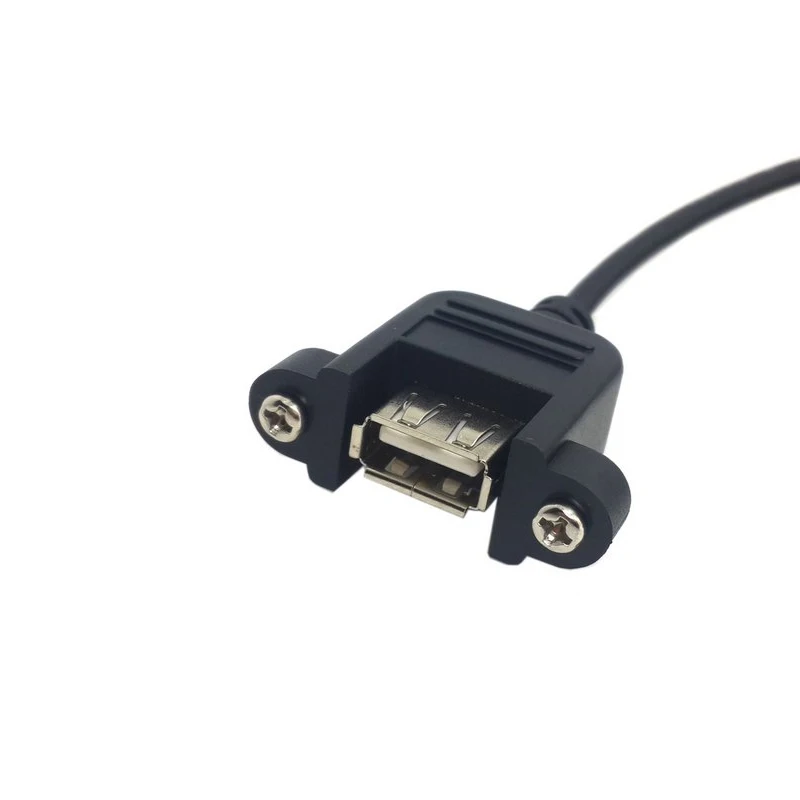 USB A Type Male to F Female Extension Cable w/ screw for Panel mount Type Cable 20cm 50cm 1m 2m 3m Black