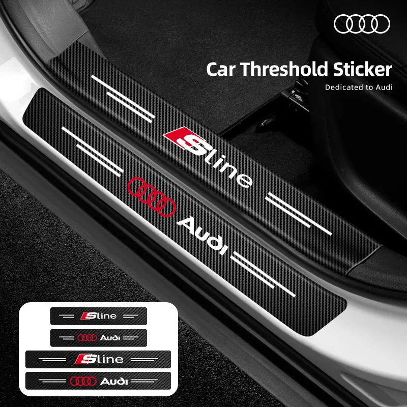 Carbon Fiber Car Door Edge Sill Protector Strip Stickers For Audi A3 8V 8P S3 A5 A6 C7 C6 S5 S6 Sline A4 S4 Q4 Q5 Q6 Accessories