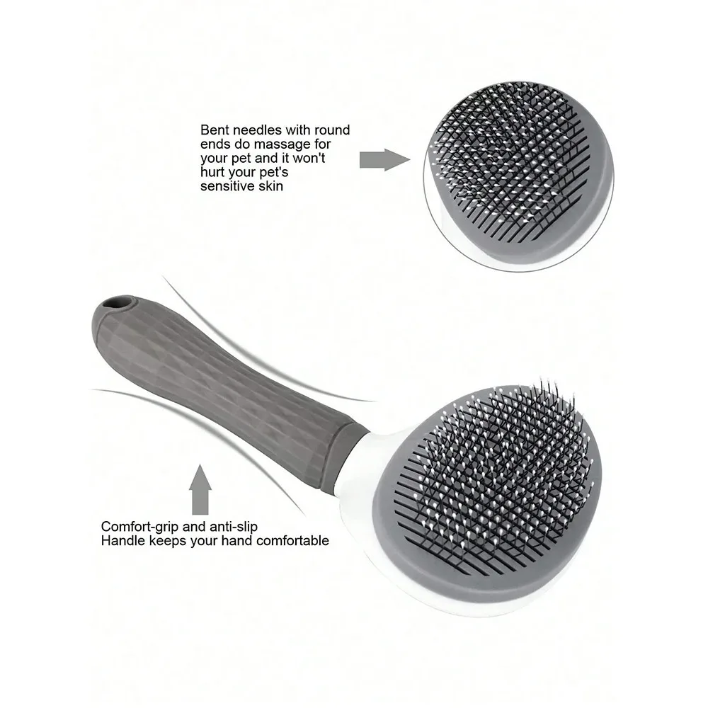 One-Click Pet Hair Removal Comb for Effortless Grooming of Dogs and Cats - Float Hair Removal Slicker Brush with Automatic Funct image 6