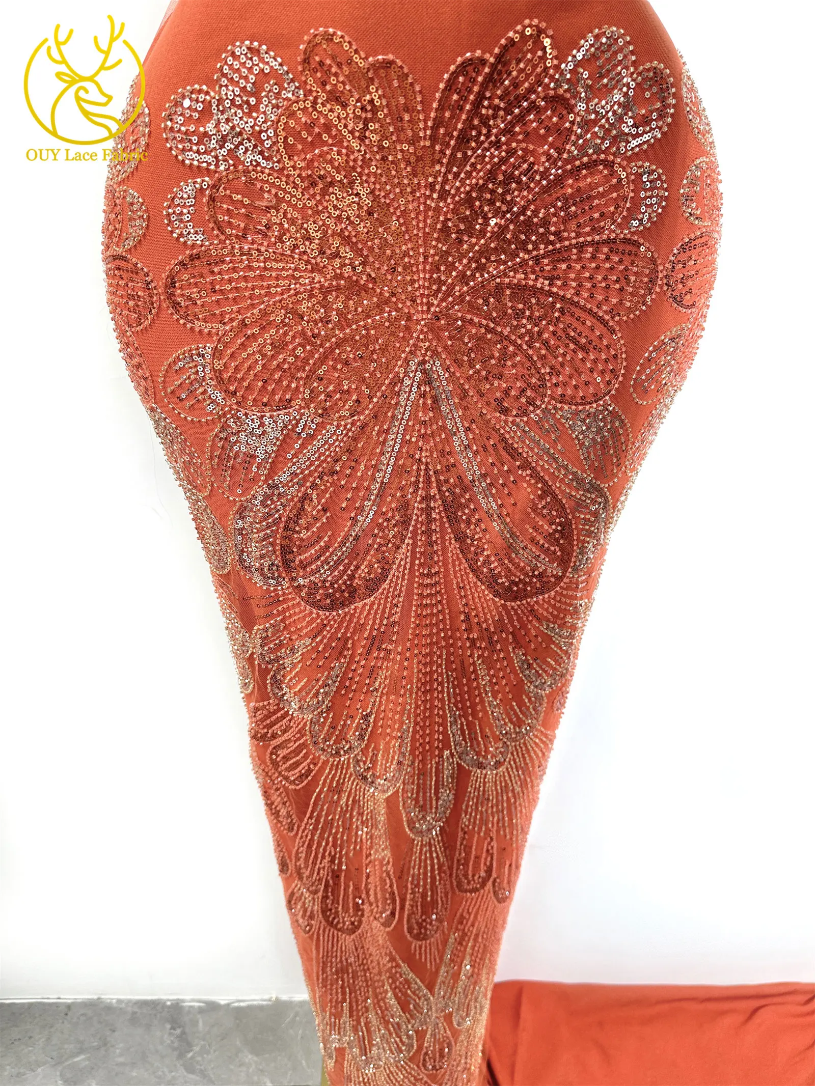 تصميم جديد قماش دانتيل مطرز أفريقي 2025 جودة عالية النيجيري مواد الزفاف الفاخرة الفرنسية الترتر فستان النسيج 5 ياردات