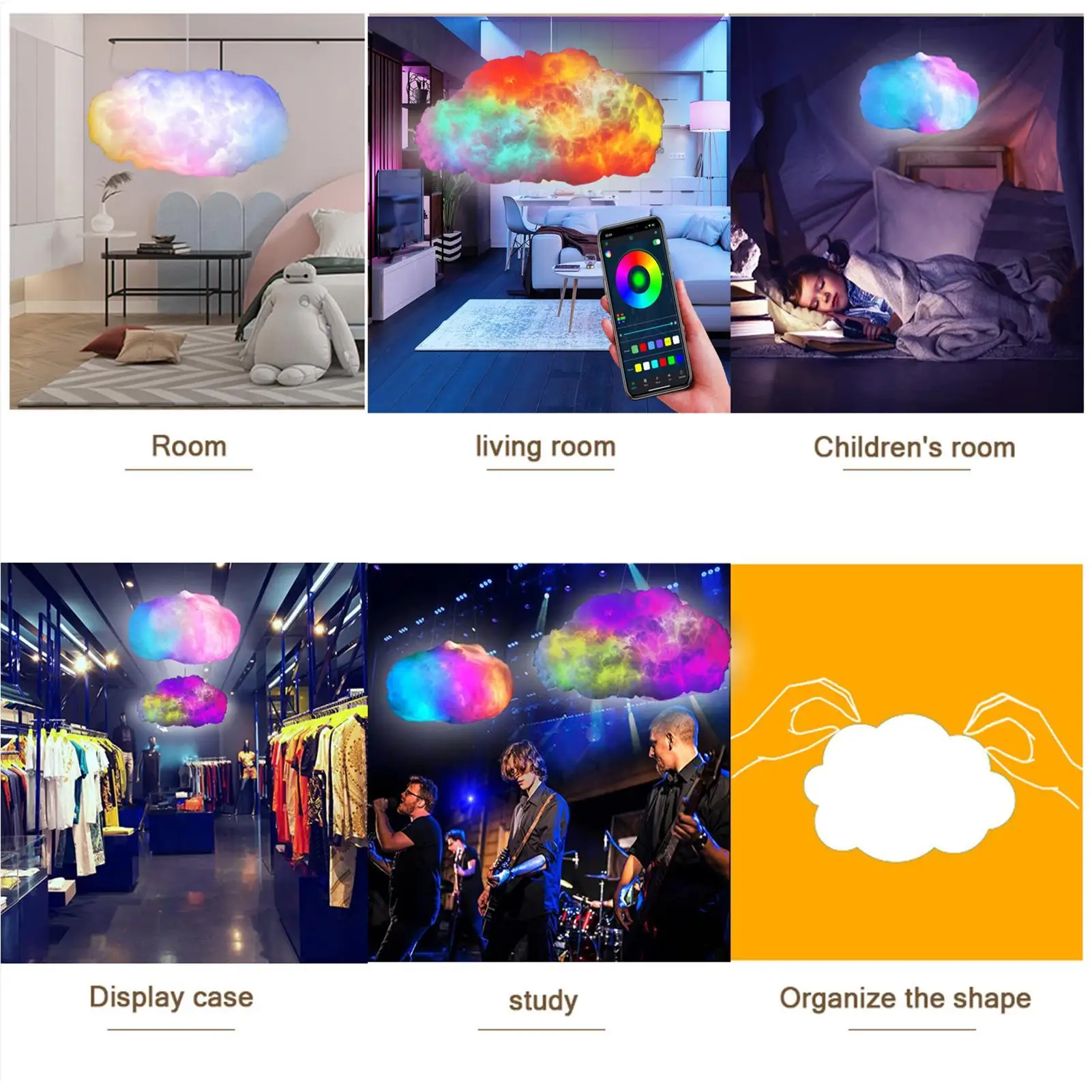 

LED Clouds For Ceiling Remote DIY Lamp Ornaments With Music Rhythm Colorful Changing Cloud Ceiling Light For Living Room Kids
