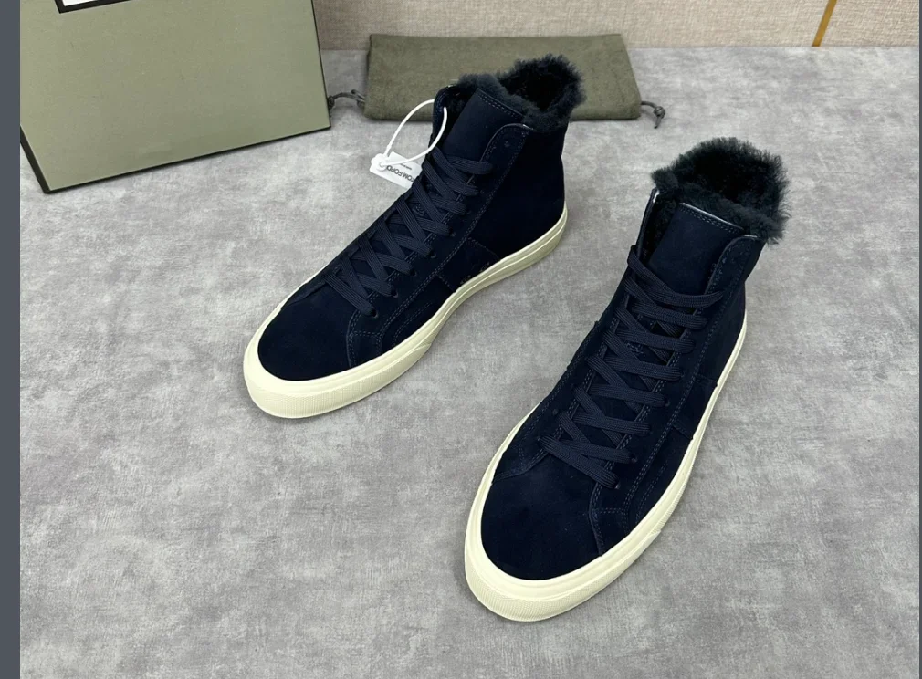 BILLIONAIRE SIJITONGDASuede Leather High Top Sneakers Are Made Of Suede Calf Leather For Warmth And Wool For A Soft And Comforta