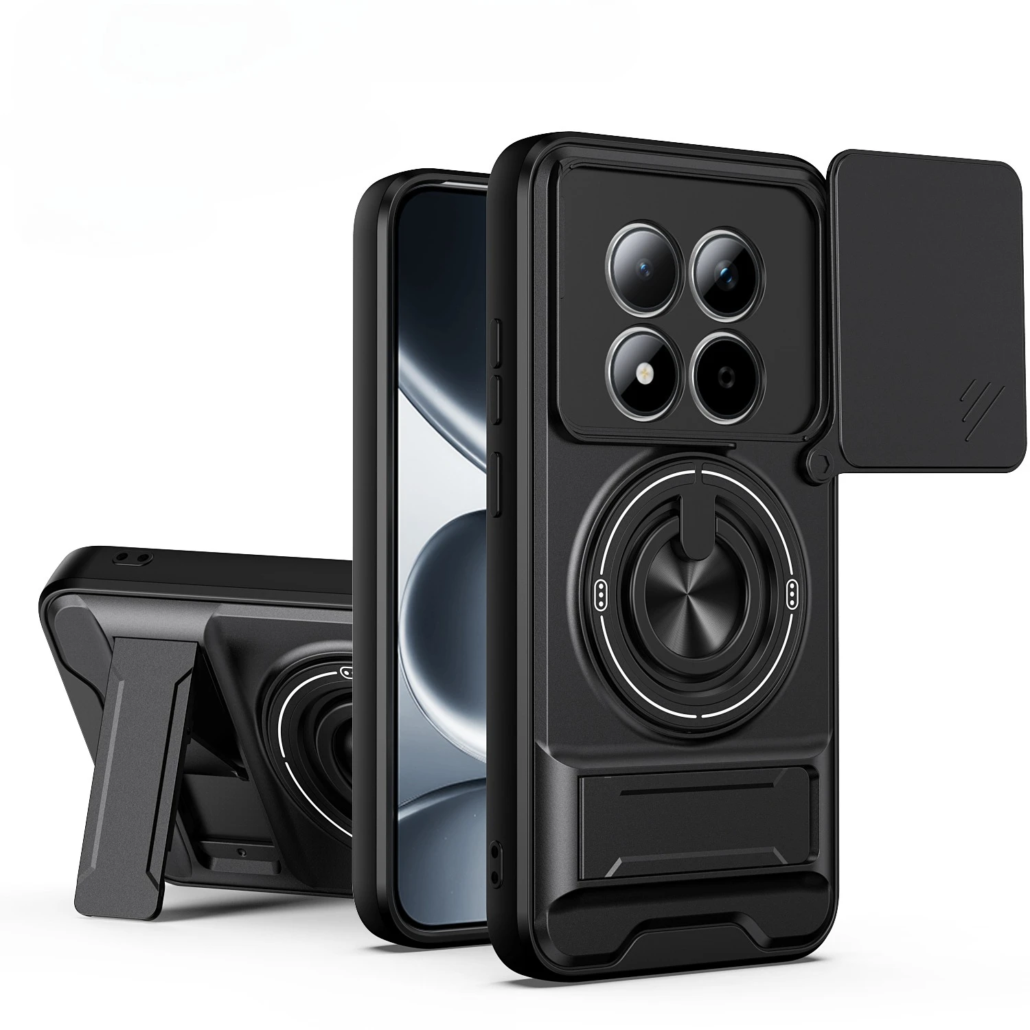 Handyhülle für Redmi Note 15 Pro + Plus Xiaomi Poco M8 F8 F7 Ultra X7 Pro mit Schiebe-Kameraschutz, Stoßfeste Panzerung und Standfunktion