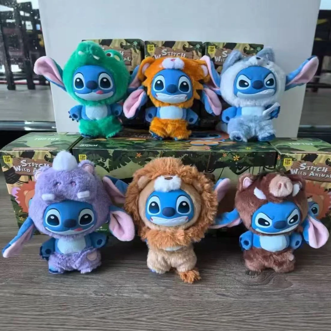 新作！ホットなステッチ野生動物シリーズ ブラインドボックス ビニール製ぬいぐるみペンダント おもちゃ 可愛い漫画フィギュア人形 バッグペンダント ミステリーボックスギフト