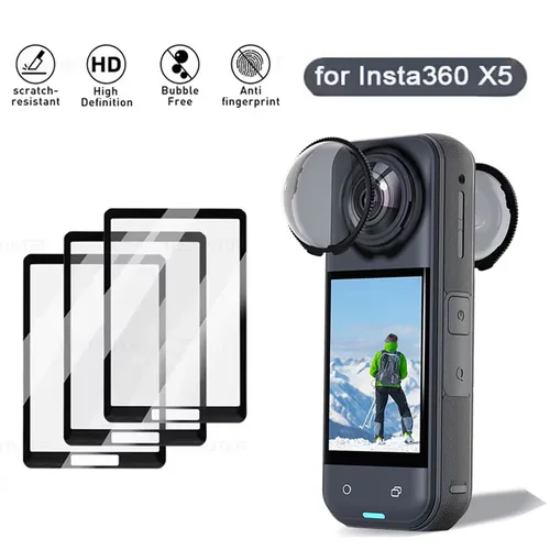Imagen 1 del producto Protector de pantalla para Insta360 X4 X5, película de vidrio templado, tapa protectora de lente, Kit 360 ° Accesorios para cámaras de vídeo antiarañazos