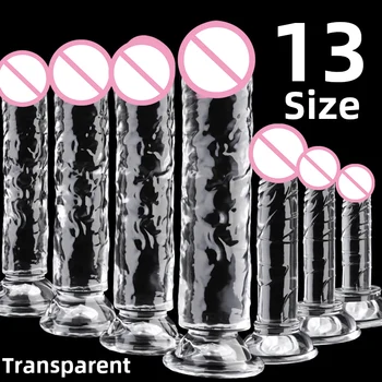 Transparenter realistischer Penisdildo, weicher Kristallgelee-Dildos, gefälschter Schwanz, Penis-Sauger, Buttplug, Sexspielzeug, Sex-Masturbator, G-Punkt