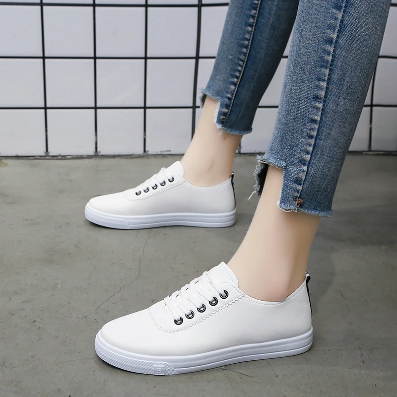 Zapatos Deportivos Casuales para Mujer, Primavera-Verano 2026, Diseño con Cordones, Antideslizantes, Versátiles, con Suela Suave, Cómodos para Correr, Color Blanco