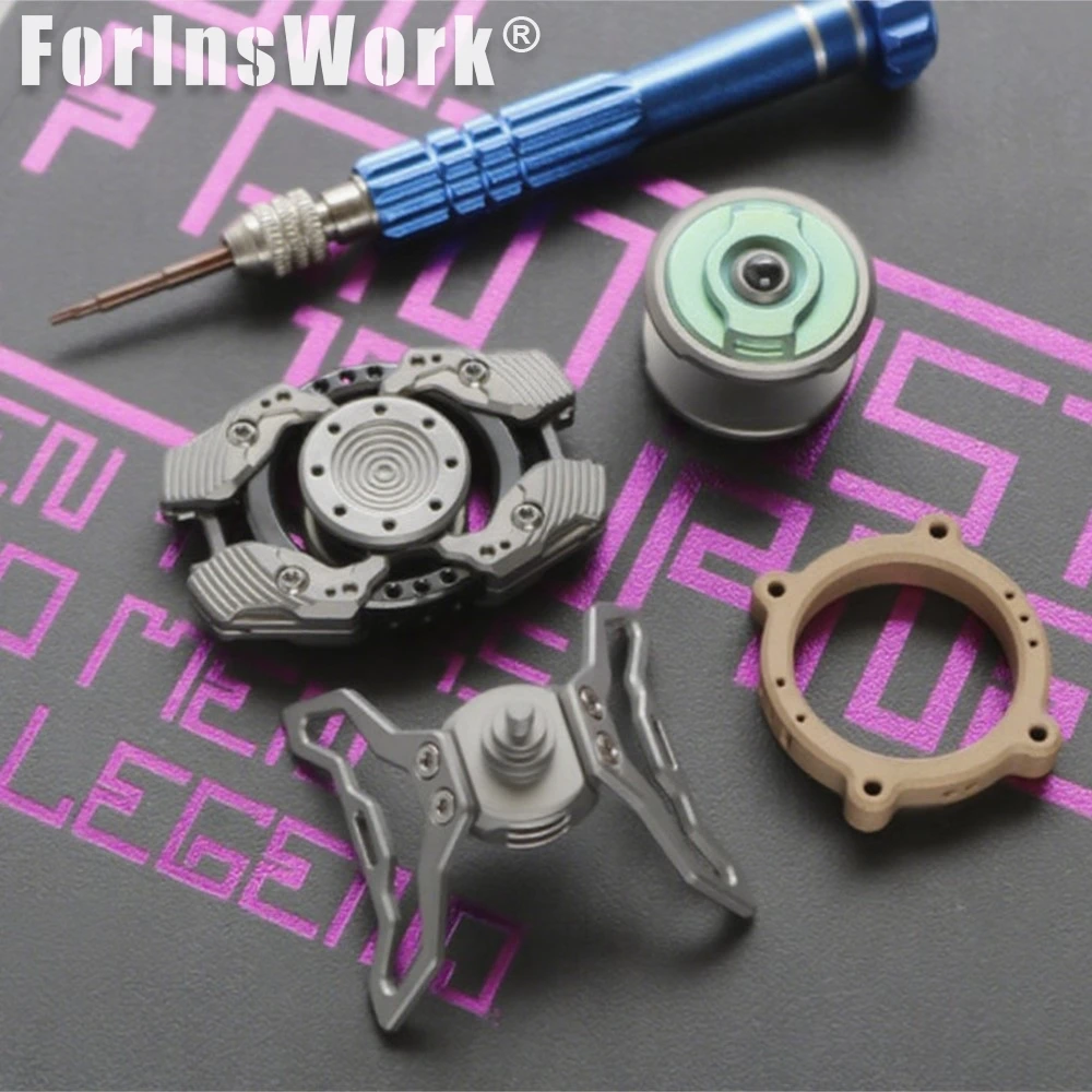 RUISHA Titanio Ottone Fidget Spinner Giocattolo antistress Decorazione del desktop Regalo per adulti Spinner a mano in metallo con cuscinetto ad alta velocità