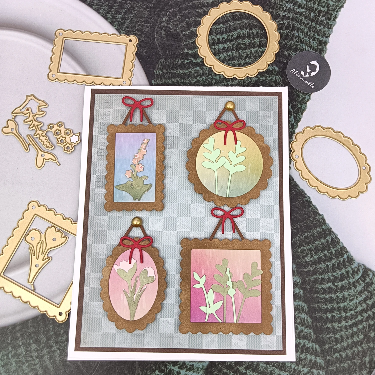 Alinacutle Niedlicher Anhänger, Retro-Fotorahmen, Metallschneiden, gestanzt, für Geschenk, Papier, Handwerk, handgefertigte Kartenherstellung, DIY-Grußkarten