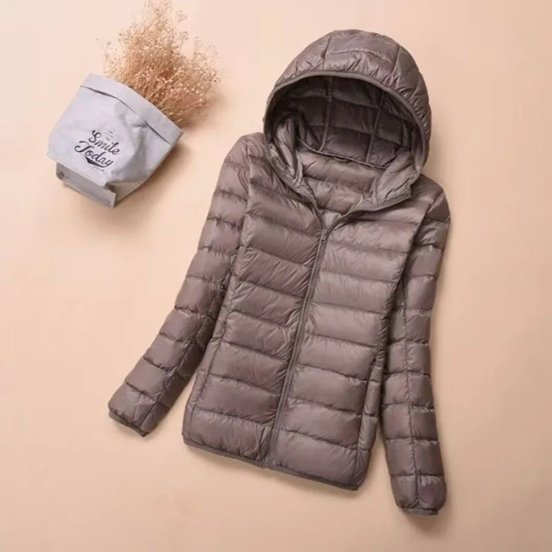 woman Lightweight down jacket women short 2026 new arrival winter bestseller fashionable stand collar slim-fitting hooded jacket