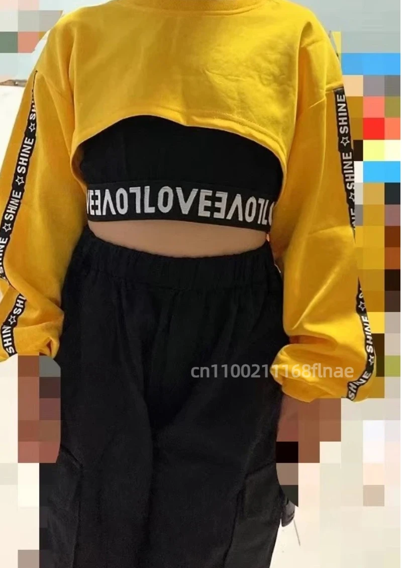New Girls' Street Dance Fashion Chart Performance Costumes, Children's Jazz Dance Costumes, Hip-hop Crop Tops, Hip-hop Clothes