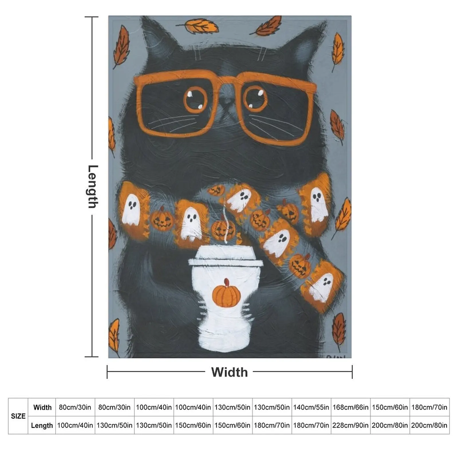 Autumn Pumpkin Spice Kitty Throw Blanket Large Beautifuls Hairys Bed Fashionable blankets and throws Sofa Quilt Blankets