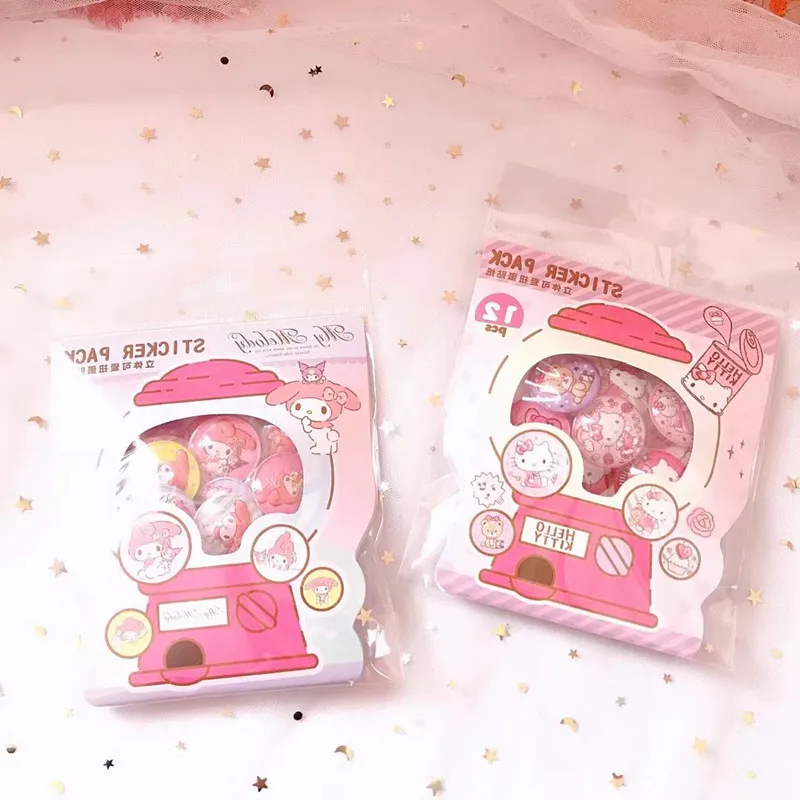 Sanrio Cartoon Hello Kitty konto naklejka trójwymiarowa Gashapon DIY etui na telefon komórkowy dekoracja albumu naklejka papierowa