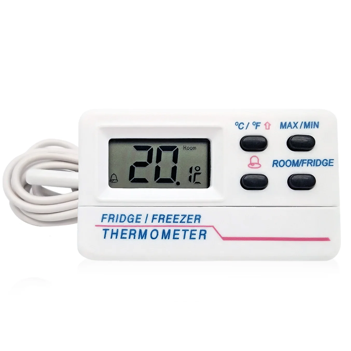 Thermometer Digital Refrigerator, Freezer, Freezer Magnetic Thermometer with Alarm Clock