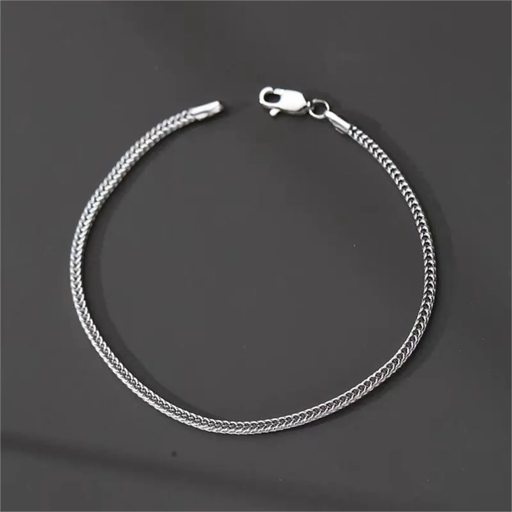 2mm Vintage Herren Weizenkette Armband Hip-Hop Silberfarben Edelstahl Schmuck Einfaches Modisches Damen Armband Accessoires – Detail 2