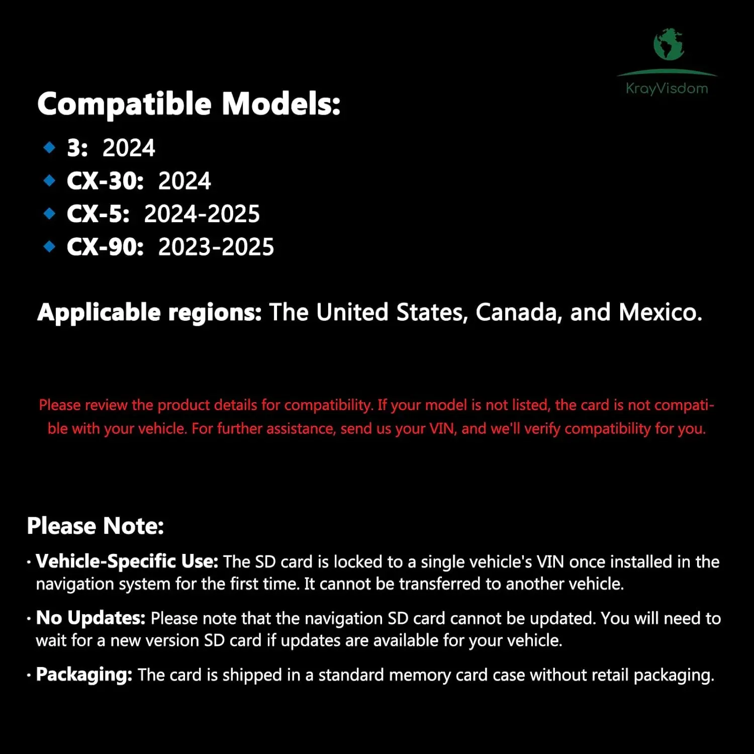 بطاقة SD للملاحة GPS المحدثة لـ CX-5 (2024-2025)، CX-30/3 (2024)، CX-90 (2023-2025) | خرائط الولايات المتحدة الأمريكية/CAN/MEX #2