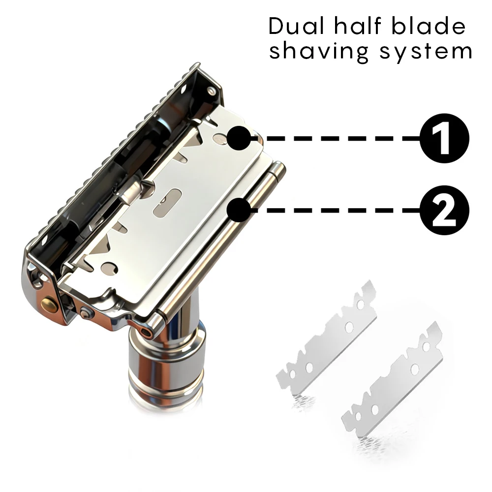 Shavcooo GP310 Upgraded 2th Super Stainless Steel Double Shaving Razor Head Universal Safety Shaver with Roller for M5 Handles