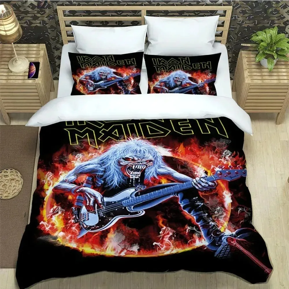 Iron Maiden Bedding Set Boys Girls Twin Queen Size Rock Band Duvet Cover Pillowcase Bed Kids Adult Fashion Home Textileextile