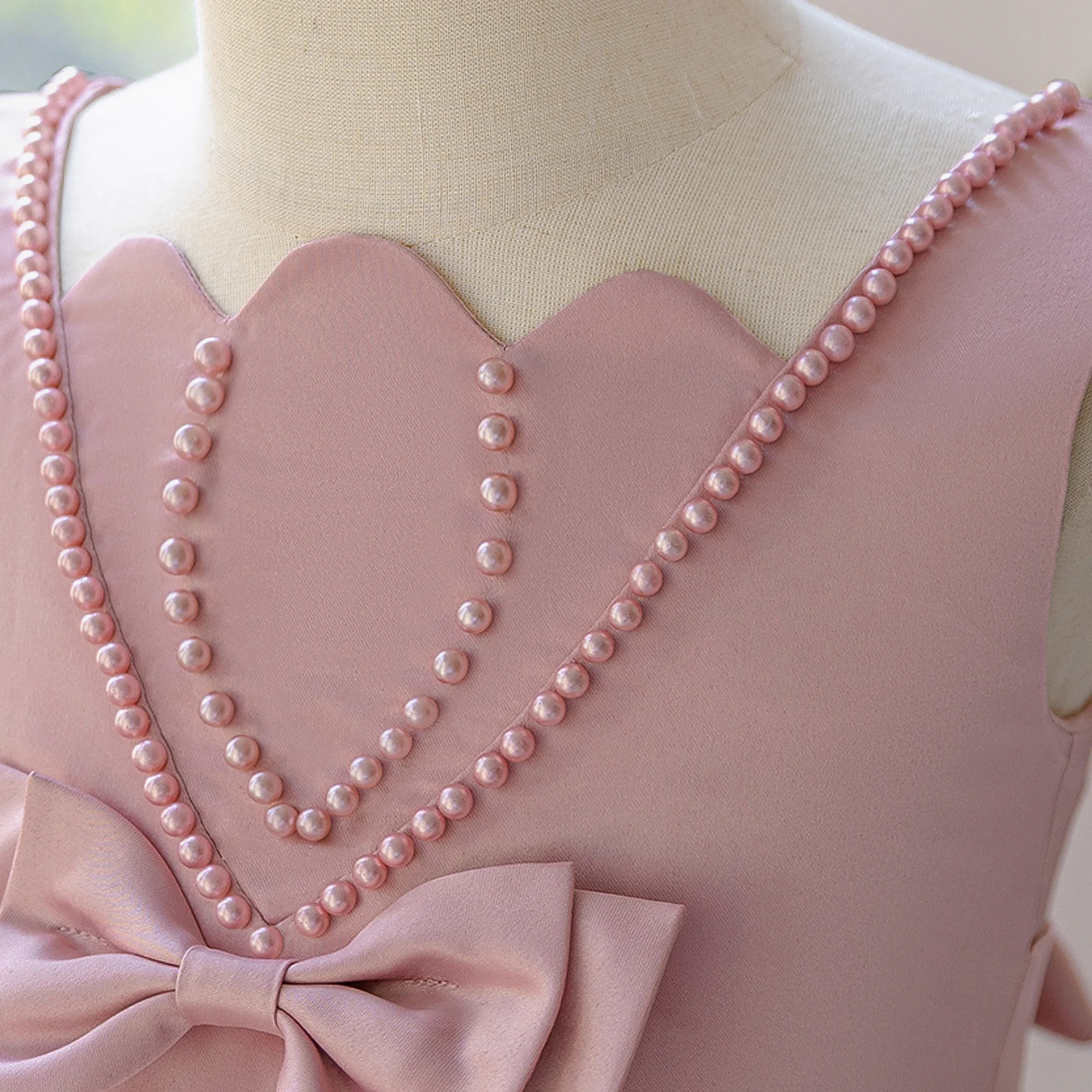 Summer Beading Bridesmaid Girls Dress Elegant Baptism Wedding Party Princess Prom Dresses Girl Bow Birthday Evening Kids Clothes view 5