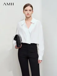 AMII Minimalist Solid Shirt For Women 2025 Spring New French Loose Casual V Neck Drop Sleeves Tops Female Blouse 12511007