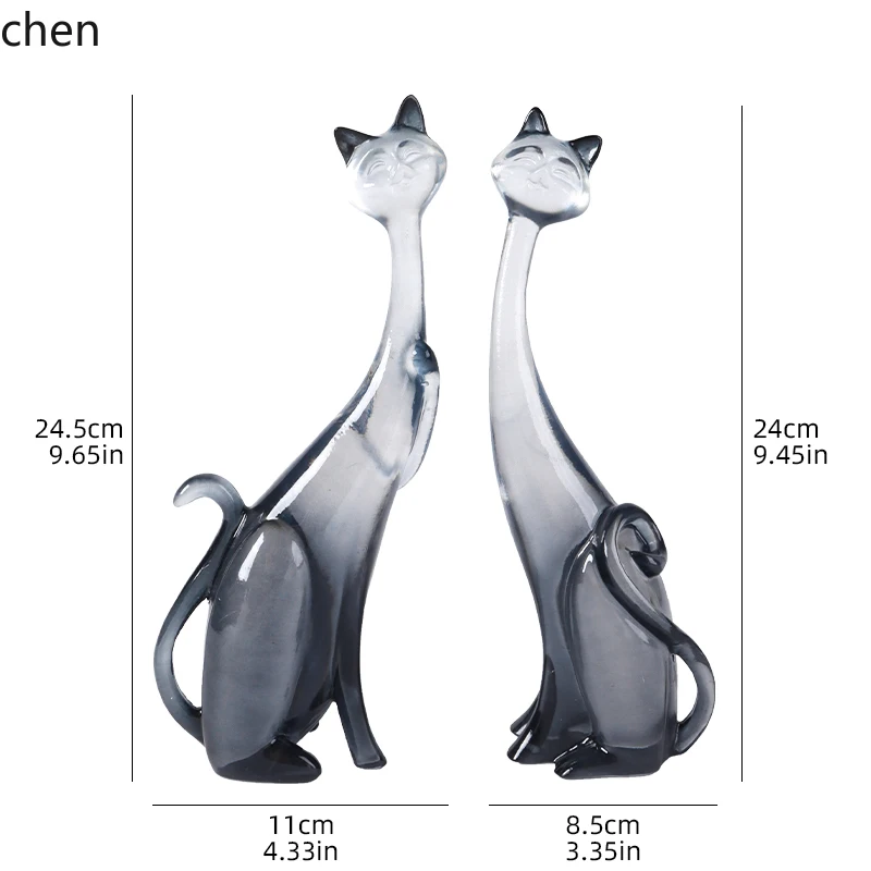 HT  Minimalist Creative Transparent Cat Sculpture - Resin Art Decor Home Bedroom Living Room Decoration Ornament