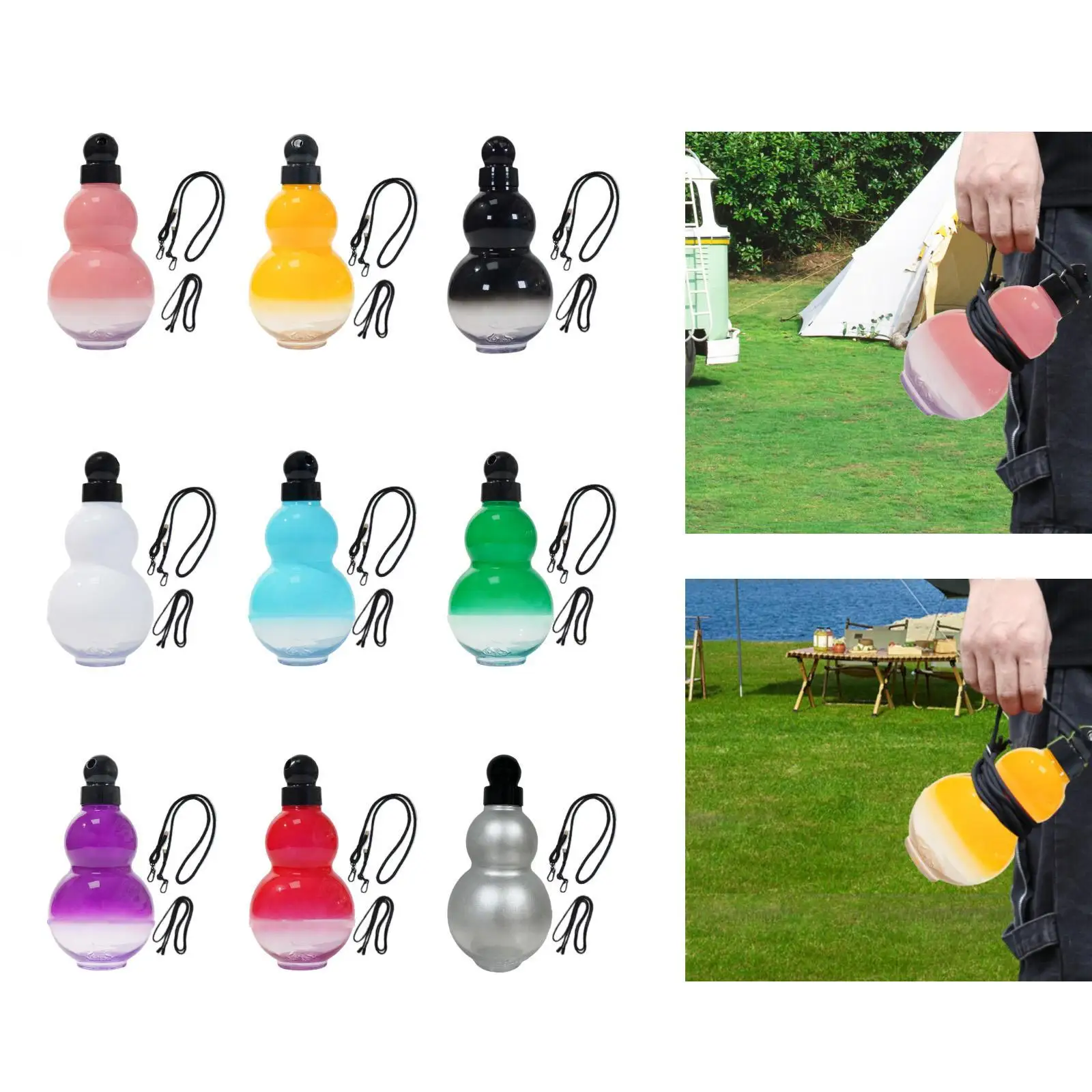 

Gourd Water Bottle 900 ml with Crossbody Shoulder Strap Adorable Water Drinking Bottle for Biking Hiking Trekking Street Camping