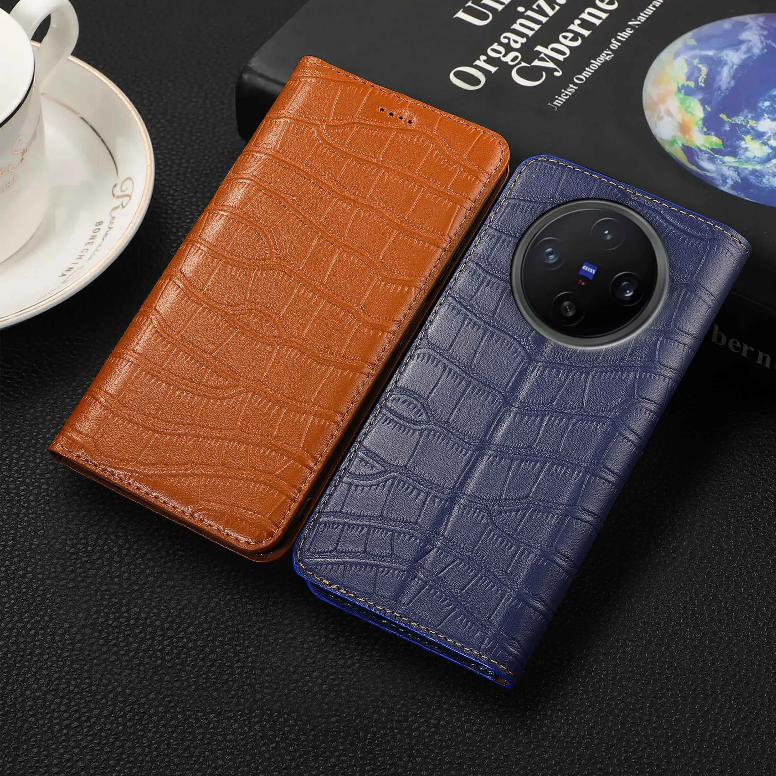 

Чехол-книжка для телефона Vivo X60 X70 X80 X90 X100 X100S X200 X200S Pro Plus Ultra Mini с рисунком крокодила из натуральной кожи