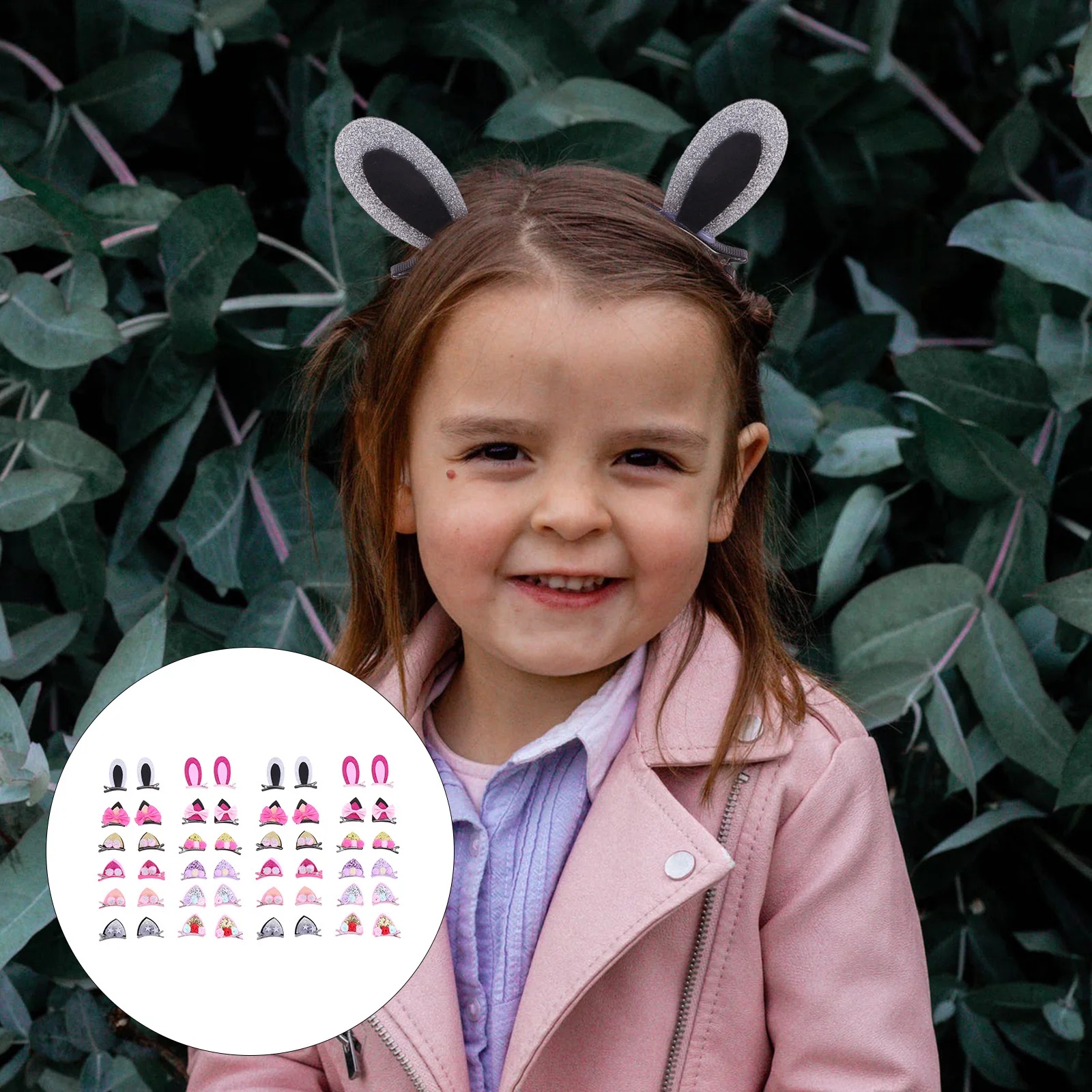 

24pcs Rabbit Ear Hair Clips Kids Party Headdress Cute Girl Hairpins For Christmas Carnival Wedding Photography Decor