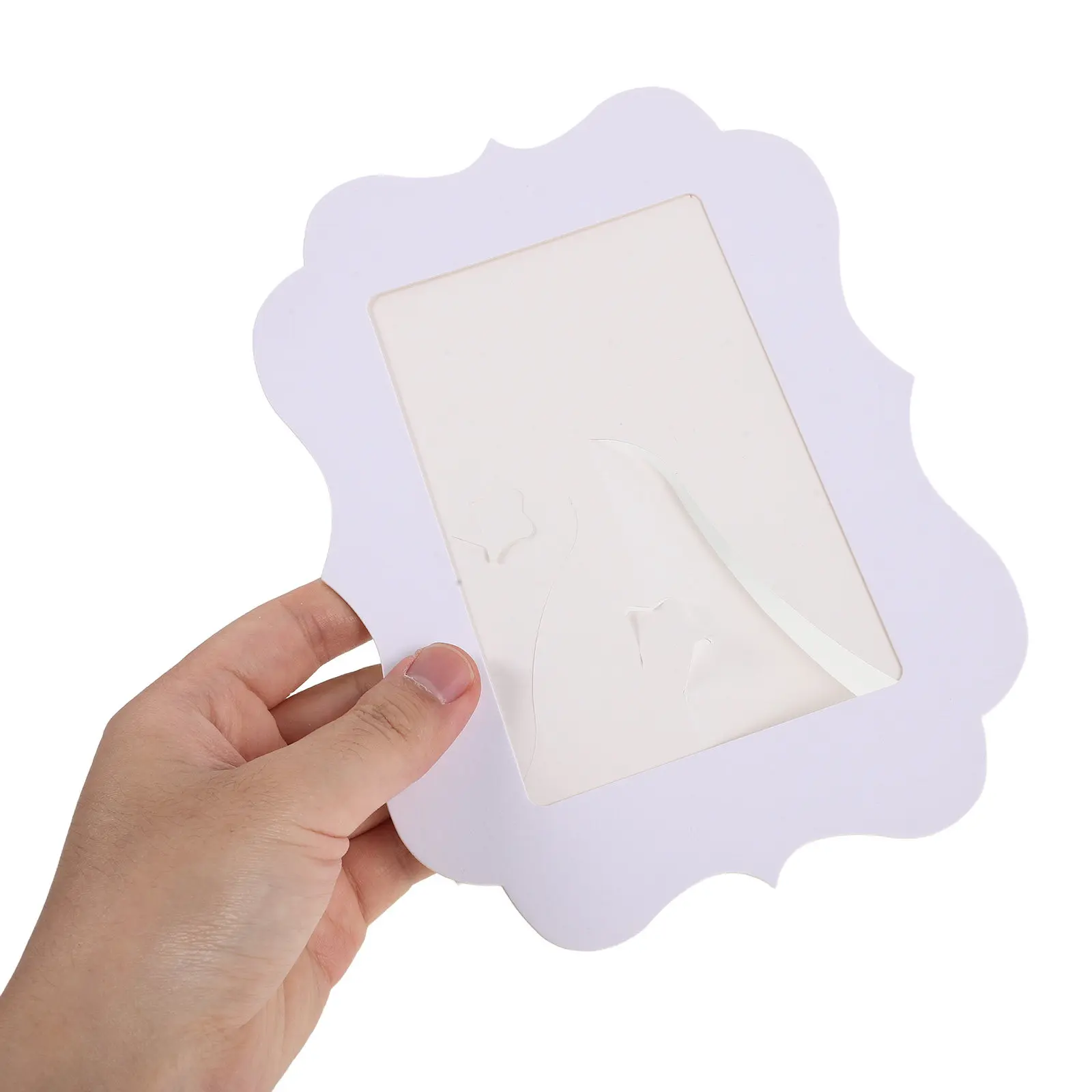 5Pcs Standing Paper Picture Frames Scalloped Edge Desk Cardboard Photo Frame Easel for Craft Birthday Graduation Teacher