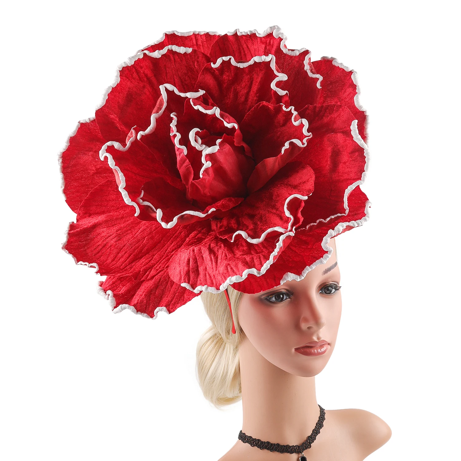 Women Exaggerated Rose Flowers Fascinator Hat Kentucky Derby Headwear Bridal Makeup Prom Photo Shoot Tea Party Accessories Hat