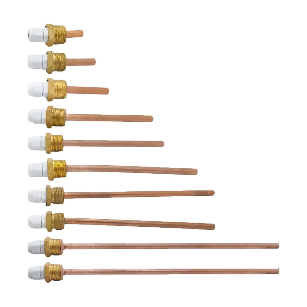 サーモウェル-温度センサー用真ちゅう,保護シェル,太陽光発電,付属品,ネジ1,2g,42〜300mm