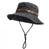 Outdoor Sun Hat Woman Bucket Hat Man Cotton Embroidered Vintage Beach Waterproof Fisherman Fishing Cap Summer Foldable Bob Man