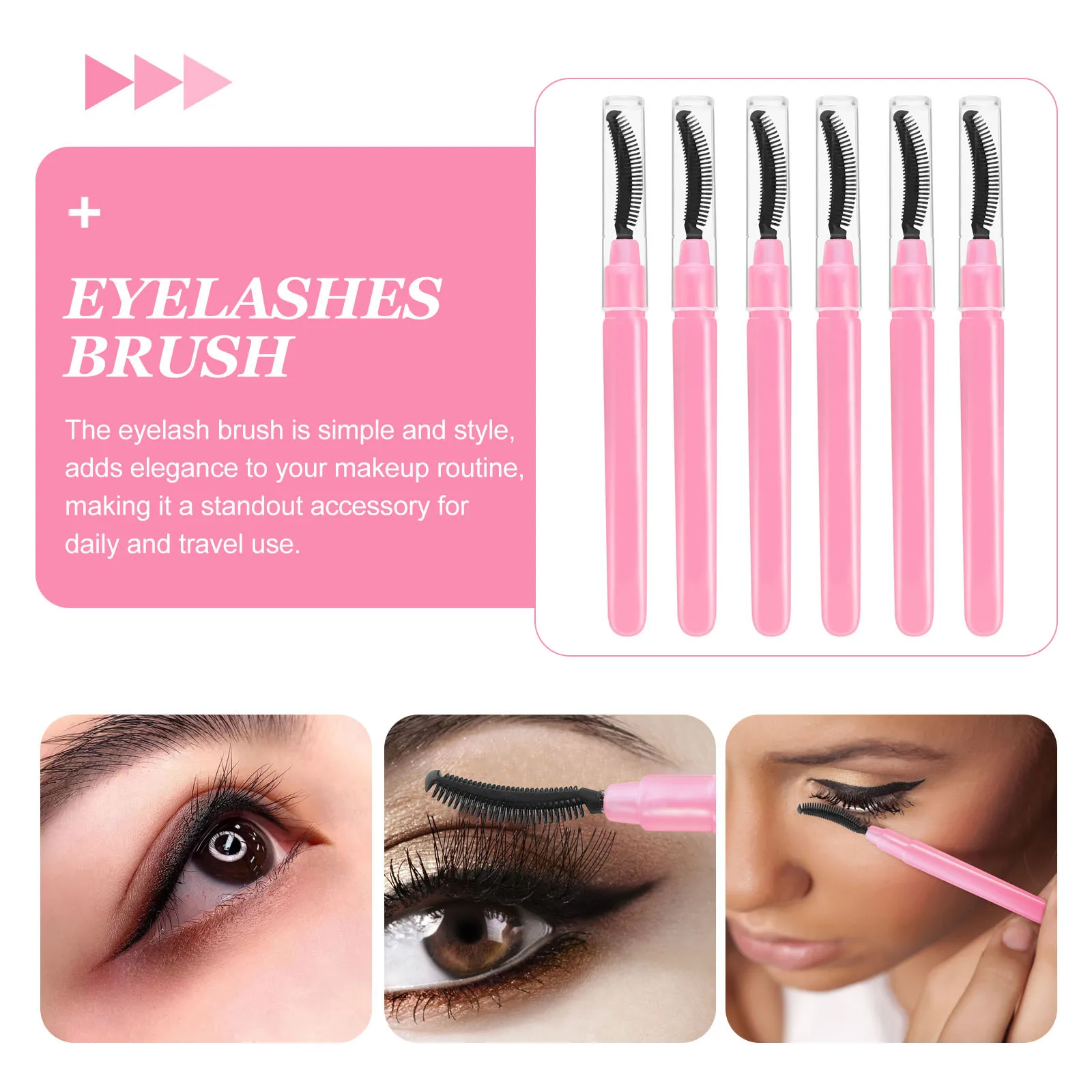 Aplicador de cepillo de pestañas, cerdas de silicona suaves para ojos, varita de rímel, herramienta de maquillaje de viaje portátil para pestañas, 6 uds.