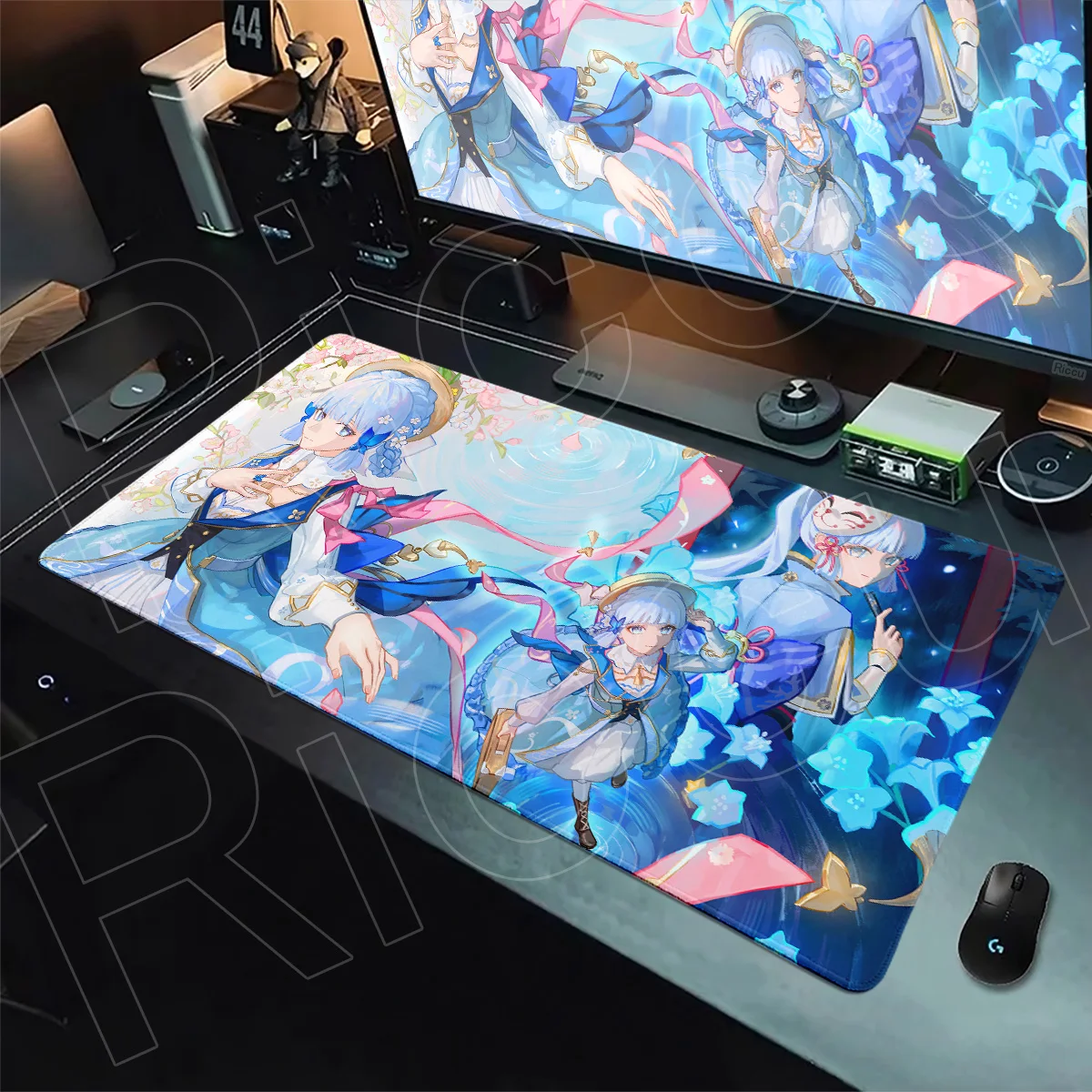 Yoimiya&Kamisato Ayaka Genshin Impact New Office Deskmat Durable Suture Edge Anime Mouse Pad 450x900mm E-Sport Keyboard Mausepad