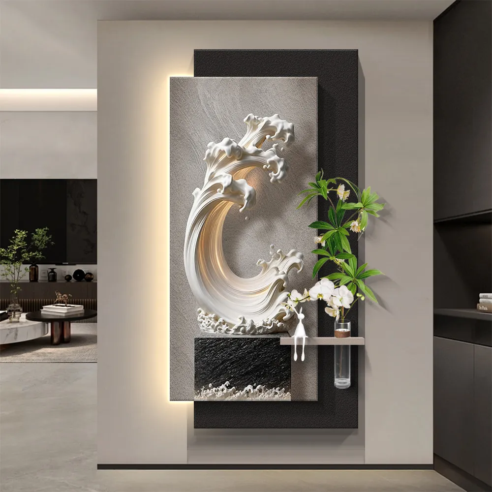 Hydroponic green plant entrance decoration painting, high-end sense hanging painting, creating a three-dimensional mural light
