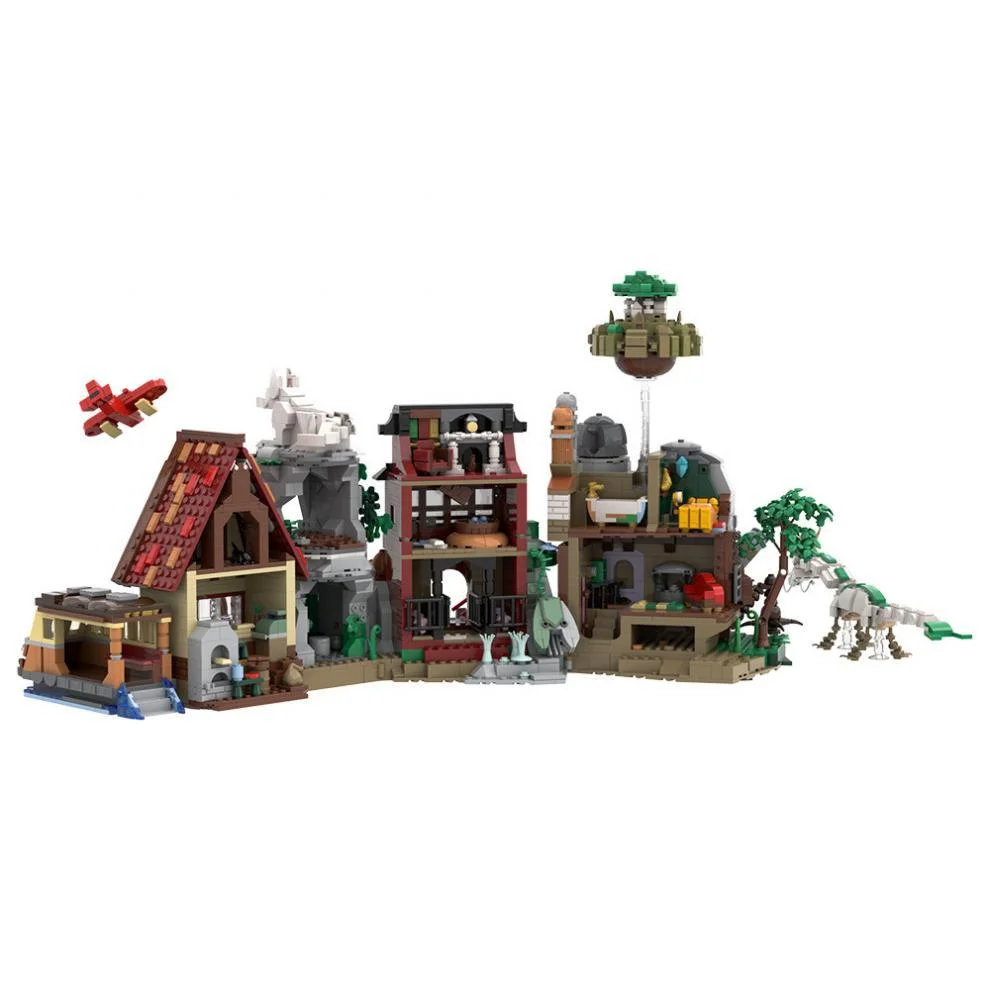 Nowa Kolekcja MOC Modeli Scen Animacyjnych Klasyczny Mobilny Zamek Dom Olejowy Budynki Klocki Puzzle Zabawka DIY Prezent dla Dzieci