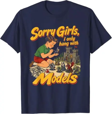 Tabletop-Gamer-T-Shirt „Sorry Girls I Only Hang with Models“ Y2k Grafikkleidung für Tabletop-Gaming-Enthusiasten Halloween-Kostüm-T-Shirt – Detail 10