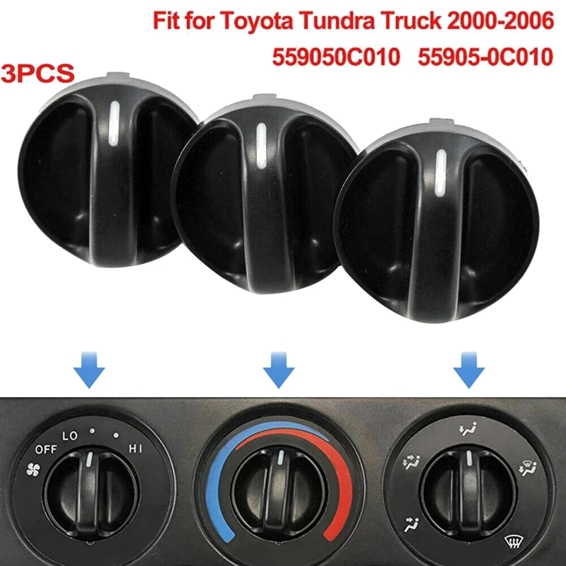 Fit For Toyota- Truck 2000-2006 Temperature Control Knobs Dials Heater A/C Air Condition Fan Set Of 3 55905-0C010