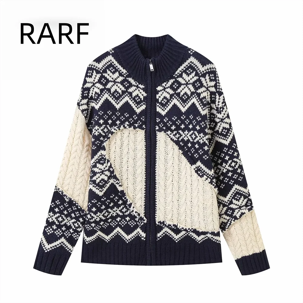 

2024 Autumn/Winter New Women's Eight Leg Jacquard Elegant Long Sleeve Round Neck Knitted Coat
