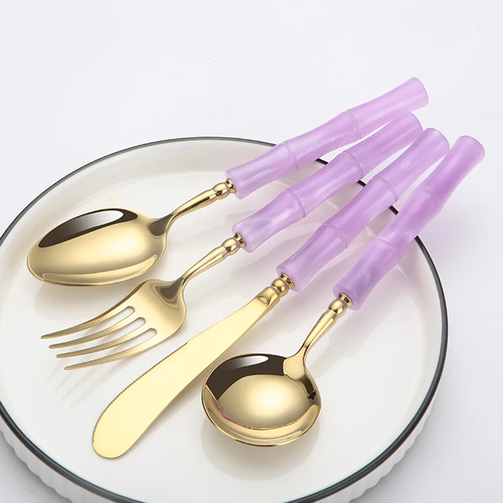 

Набор столовых приборов в бамбуковом стиле, 6 предметов, из нержавеющей стали 304, креативный дизайн, идеально подходит для кухни, свадебных торжеств и особых случаев